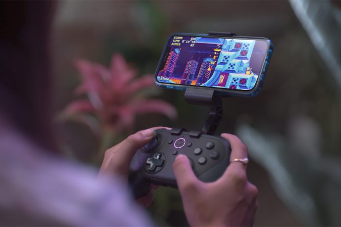 Person playing Amazon Luna on a phone