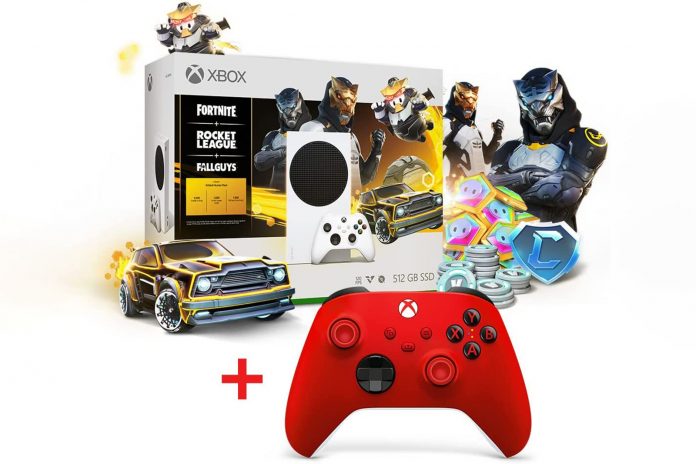Xbox Series S Gilded Hunter bundle and Pulse Red controller