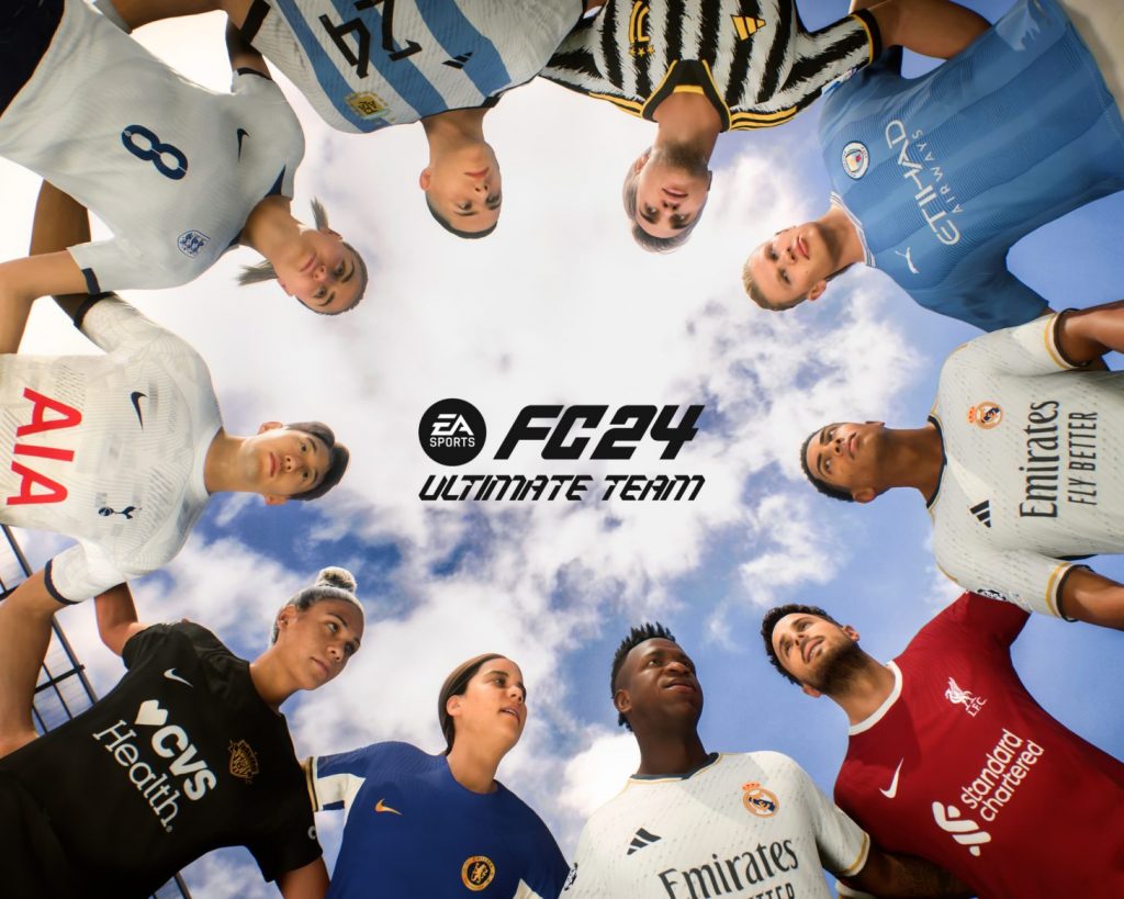 EA Sports FC 24 graphic with numerous players